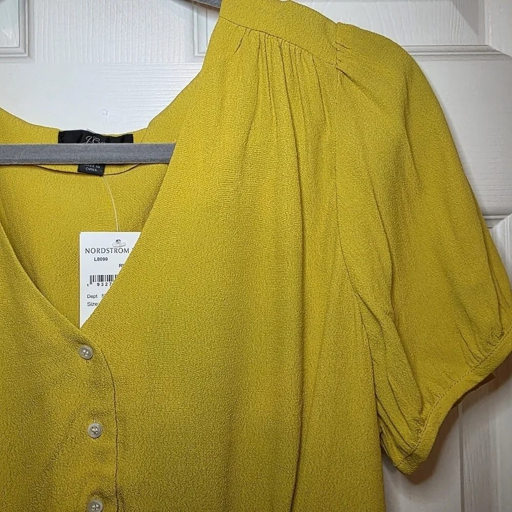 J. Crew Short Sleeve Button Peplum Blouse M